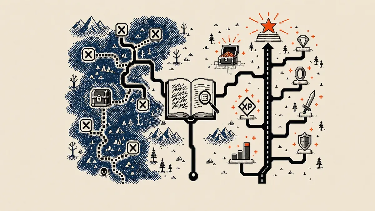 Carte d'un livre-monde où les choix ouvrent de nouveaux chemins